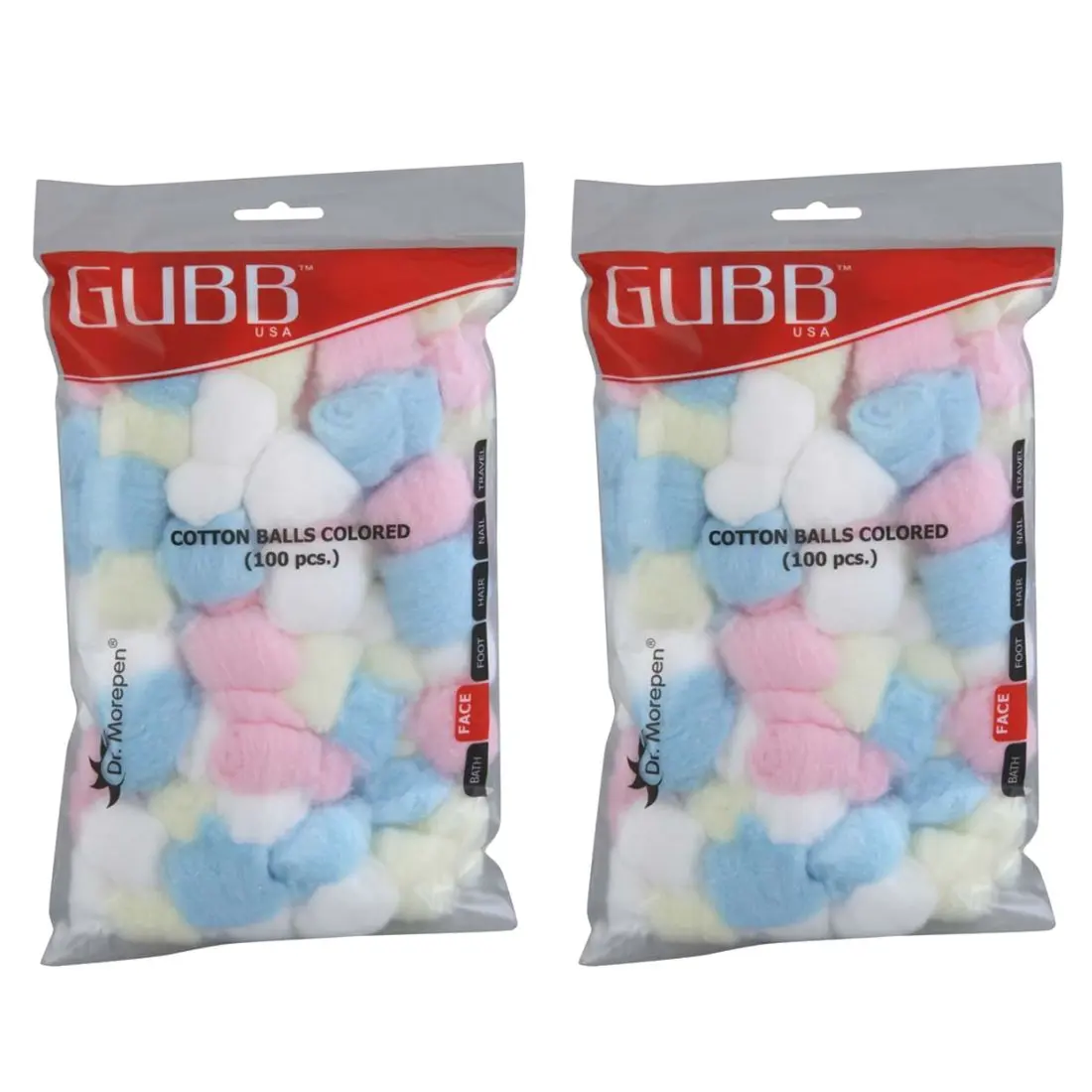 GUBB Coloured Cotton Balls For Makeup Removal (100 Pcs, Pack of 2)