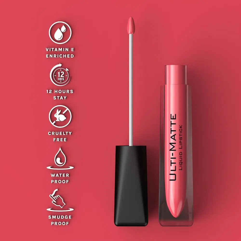 Bella Voste I ULTI-MATTE LIQUID LIPSTICK I Cruelty Free I No Bleeding on Lips  I Transfer Proof & Smudge Proof I Enriched with Vitamin E IFull Coverage  with Pure Matt Finish I ROSEWOOD BLUSH (08)