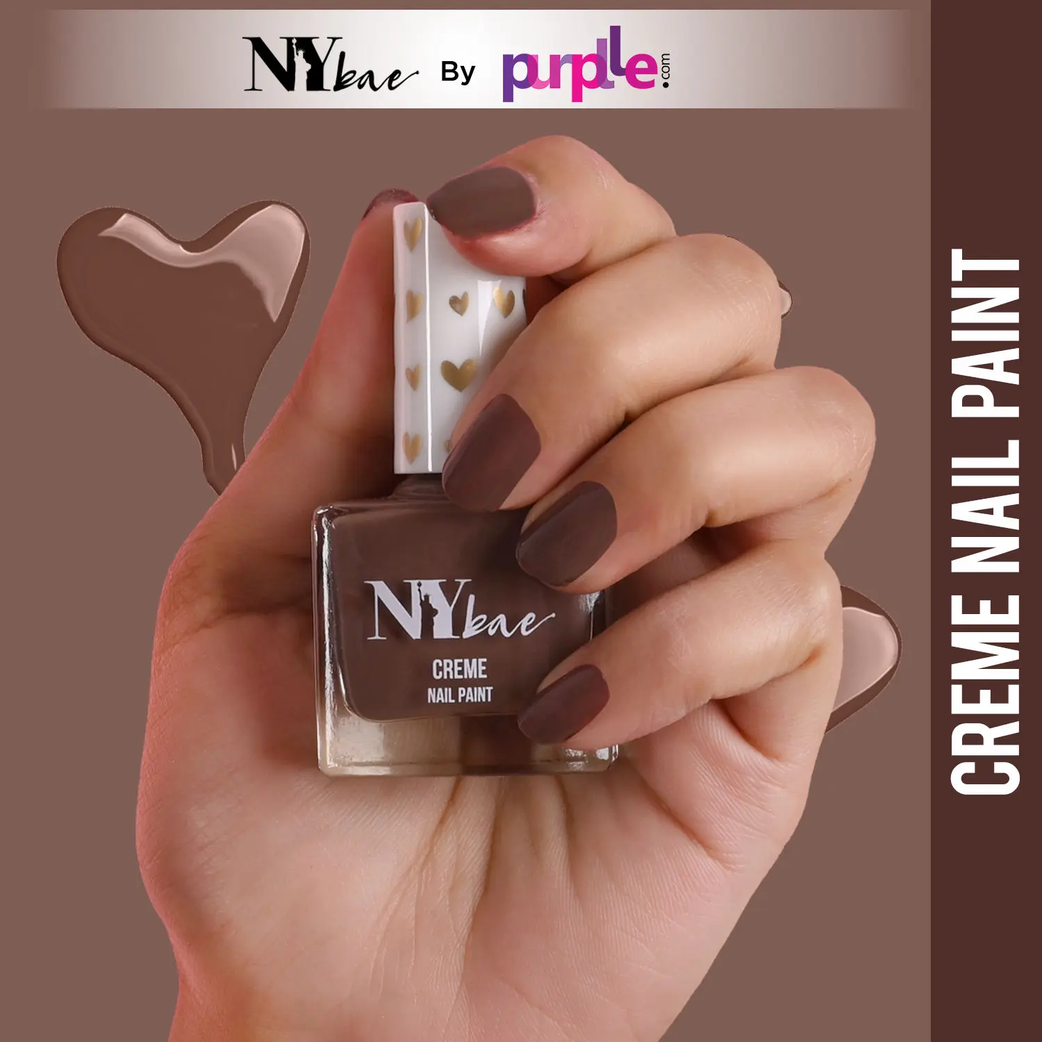 NY Bae Creme Nail Paint - Warm Nude 24 (10 ml) | Brown | Rich Pigment | Chip-proof | Full Coverage | Travel Friendly | Vegan