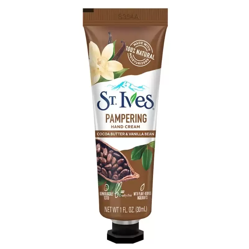 St. Ives Pampering Cocoa Butter & Vanilla Bean Hand Cream, 100% Natural Moisturizers