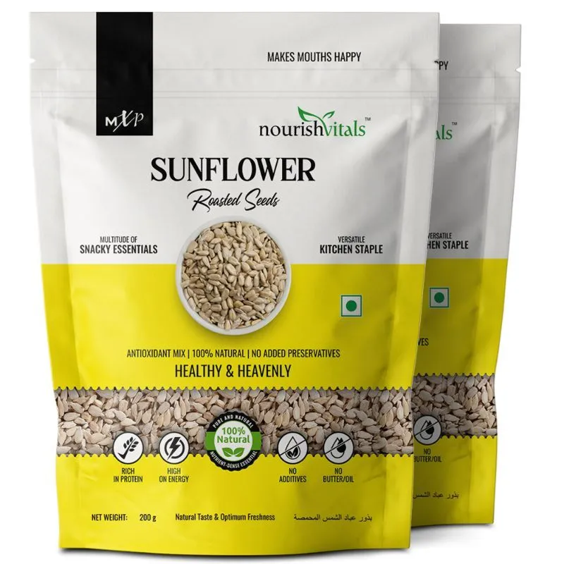 NourishVitals Sunflower Roasted Seeds, 100% Natural, Rich In Protein, High on Energy