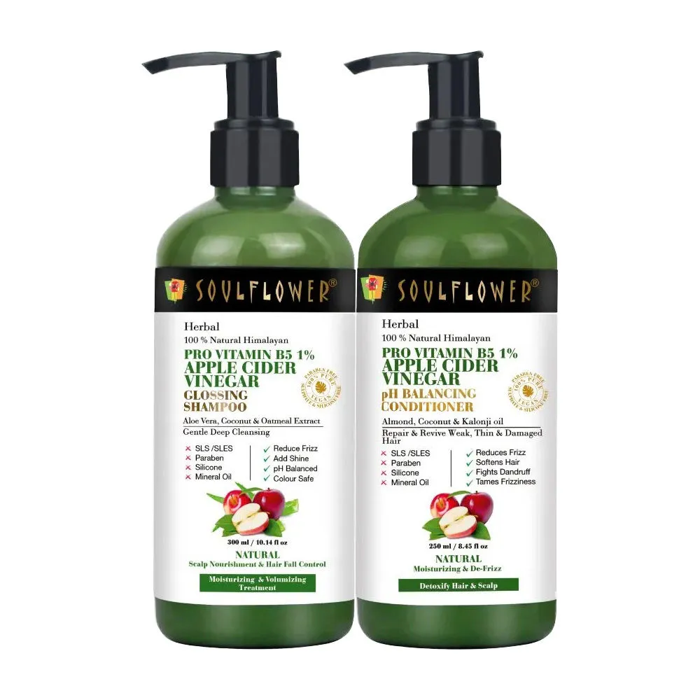 Soulflower Apple Cider Vinegar Shampoo & Conditioner - Anti Dandruff Combo (Set Of 2)