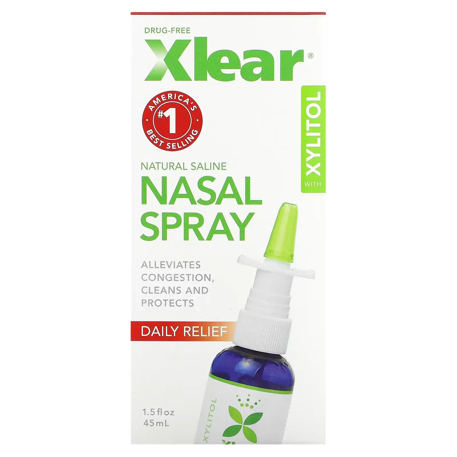 Xylitol Saline Nasal Spray, Daily Relief, 1.5 fl oz (45 ml)