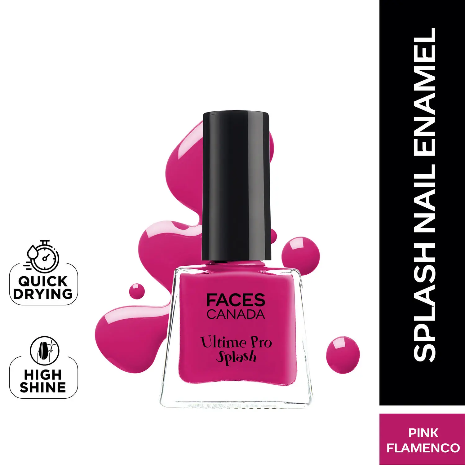 Faces canada Ultime Pro Splash Nail Enamel I Quick-drying I Longlasting I Chip-defiant I Smooth application I Pink Flemenco 21 5ml