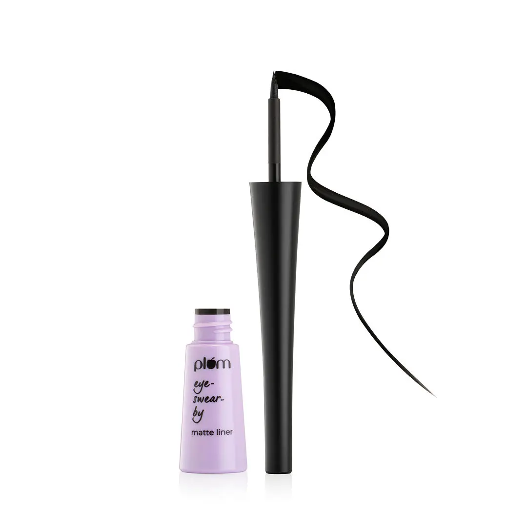 Plum Eye-Swear-By Matte Liner | Water-Proof | Quick Drying | 100% Vegan & Cruelty Free | 01 Black