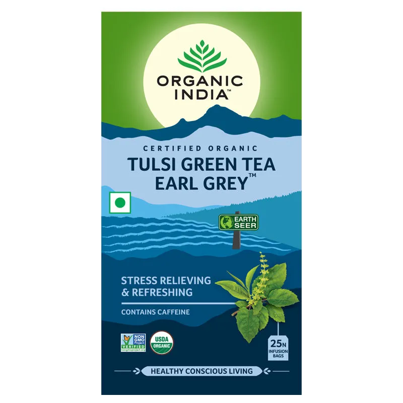 Organic India Tulsi Green Earl Grey Tea (25 Tea Bag)