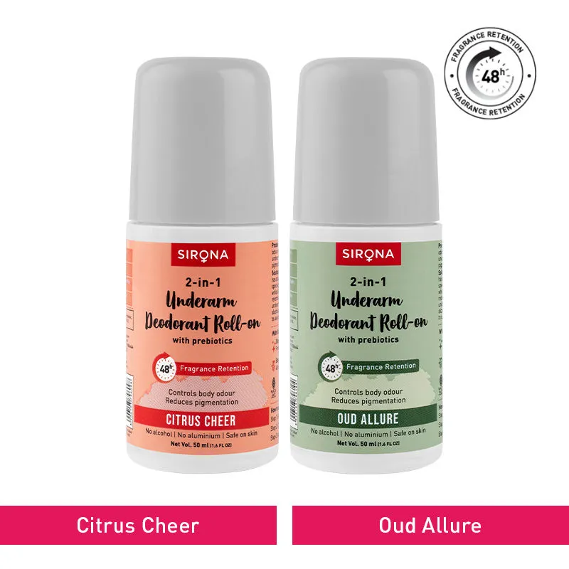 Sirona Citrus Cheer And Oud Allure Underarm Roll On Deodorant Combo