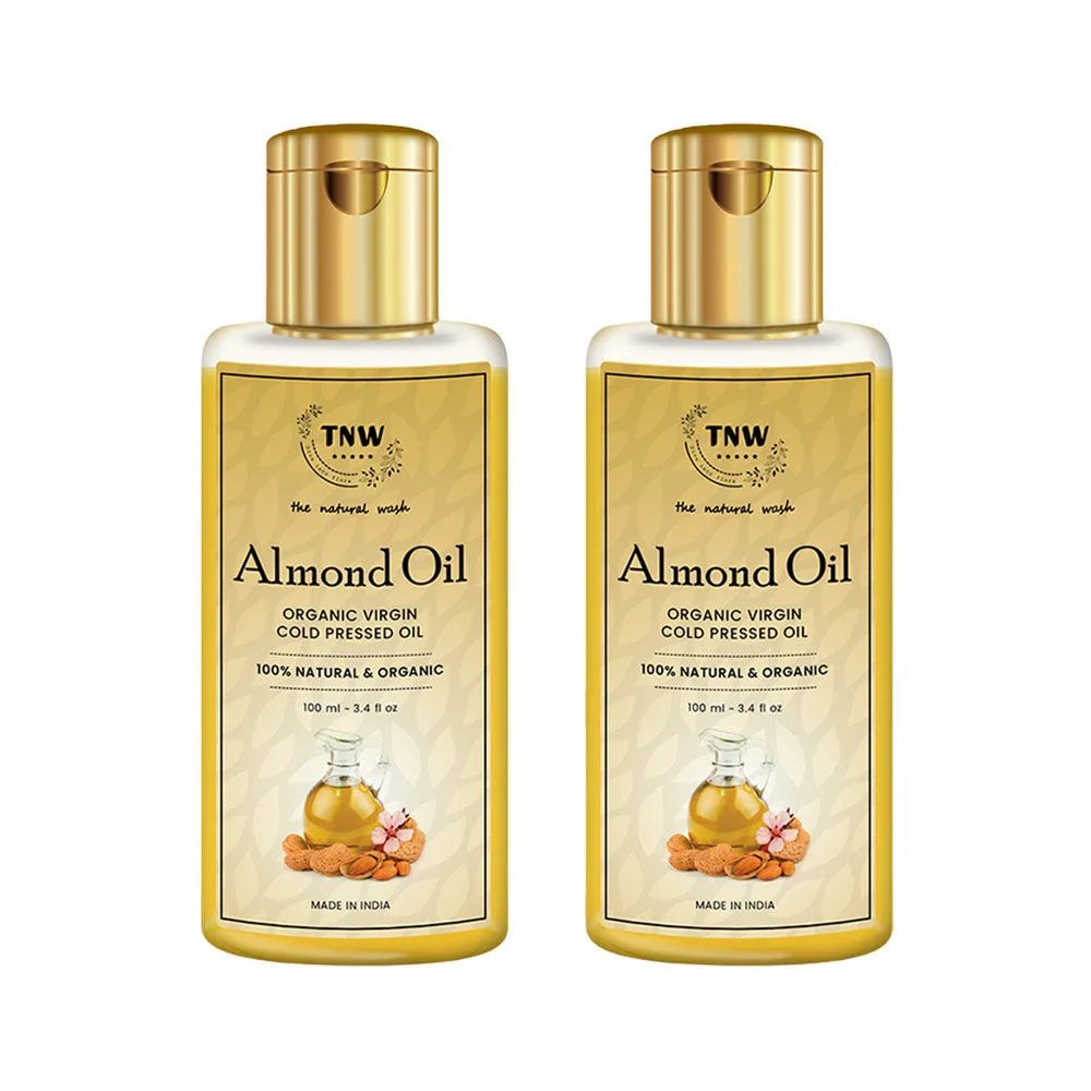 TNW The Natural Wash Cold Pressed Virgin Almond Oil for Face Skin Body Hair and Scalp - Pack of 2