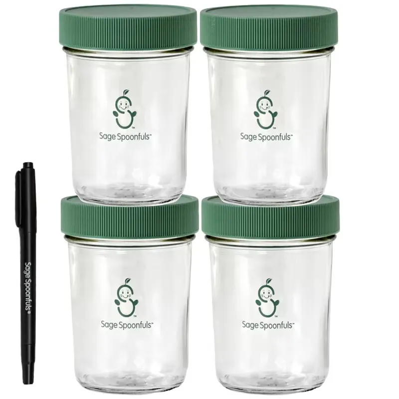 Glass Baby Food Jars,  4 Pack, 8 oz Each