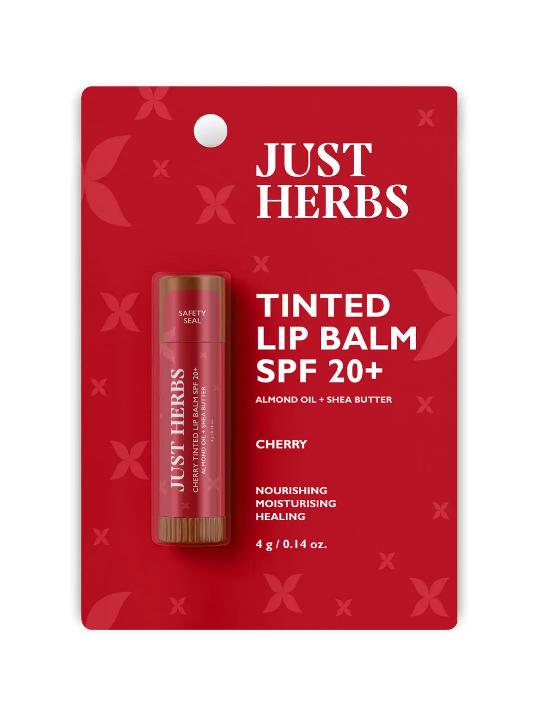 Just Herbs Tinted Lip Balm for Men and Women for Dry & Chapped, 4 g (Cherry)