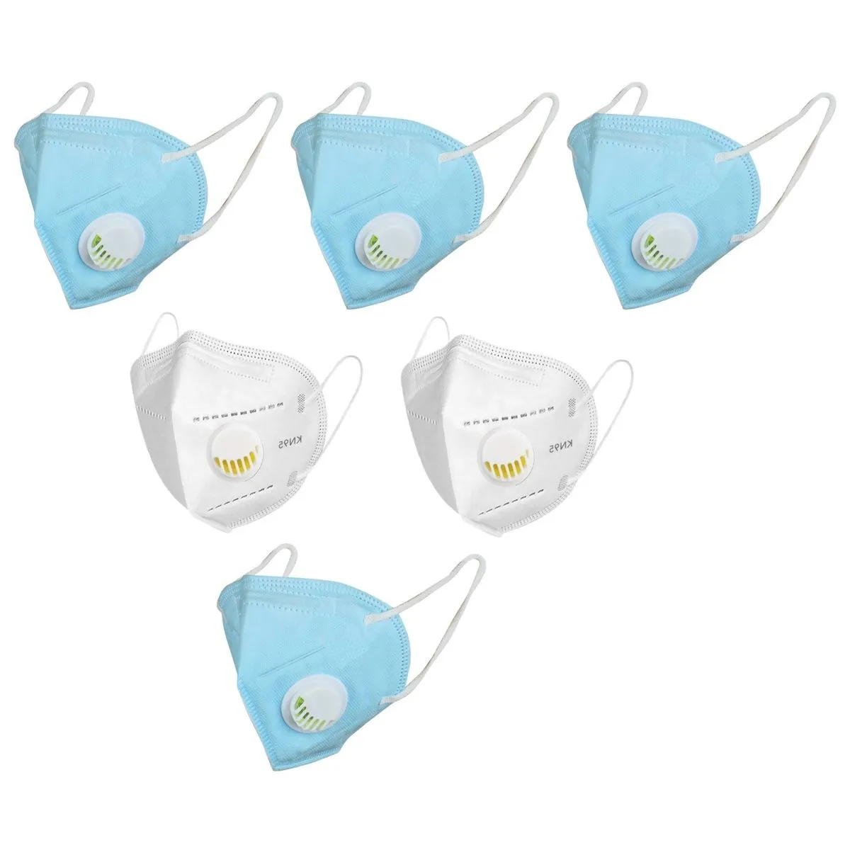 OOMPH Pack Of 6 Kn95/n95 Anti-pollution Reusable 5 Layer Mask Color: Blue,white,blue