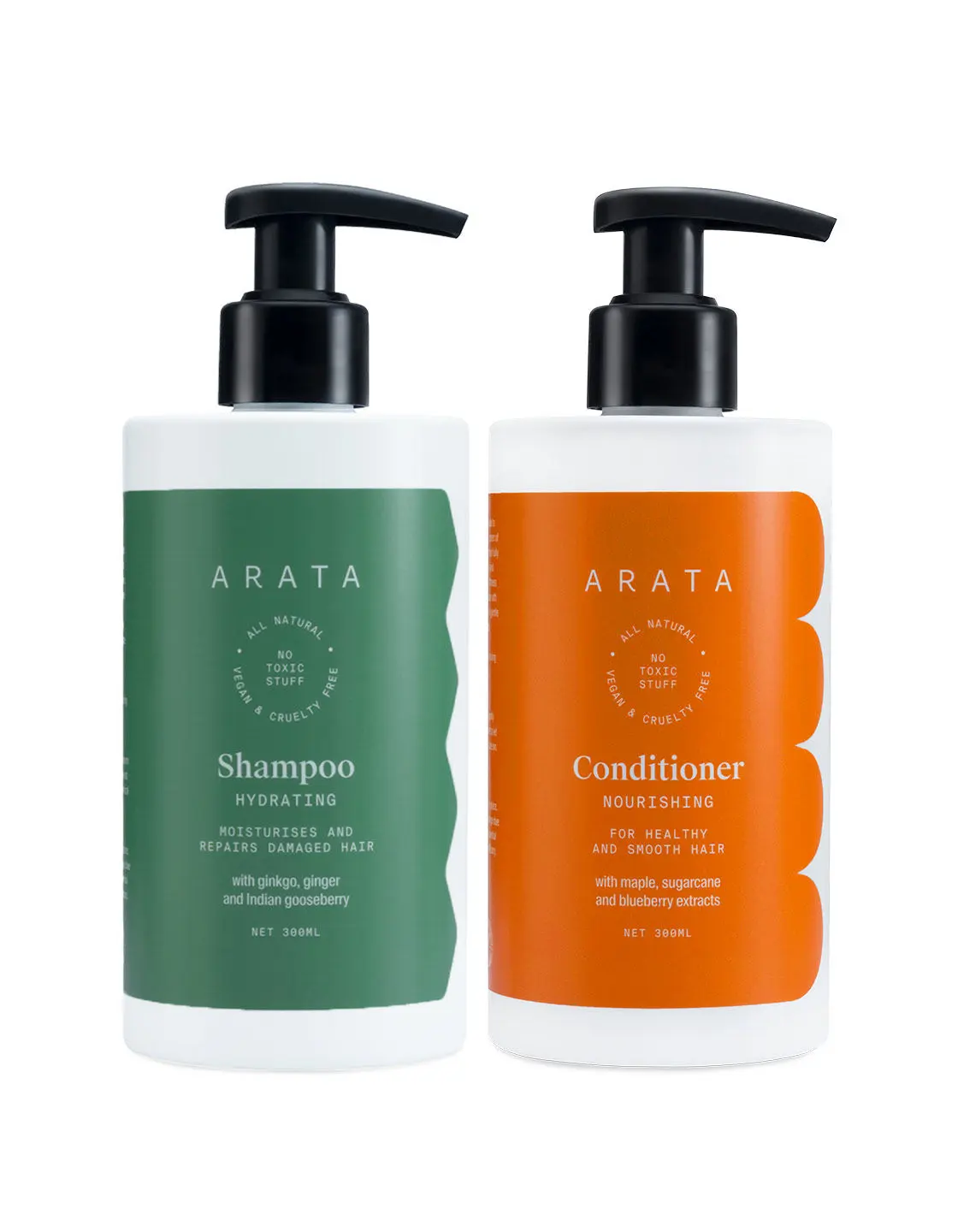 Arata Natural Damage Repair duo for Men & Women with Hydrating Shampoo & Conditioner || All Natural,Vegan & Cruelty Free || Non Toxic Plant based Daily Damage Repair