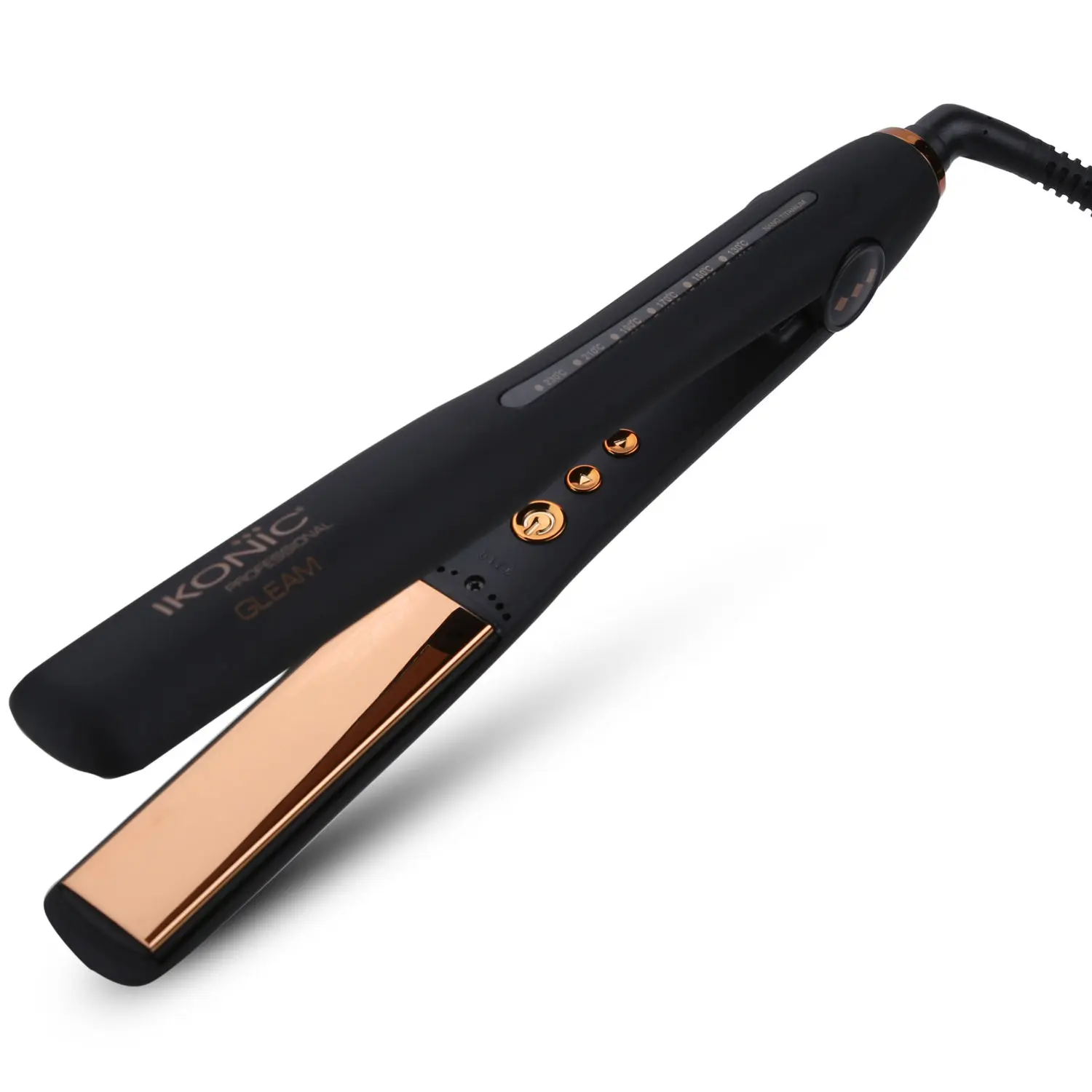 Ikonic Hair Straigtner - Gleam | Black & Rose Gold | Ceramic | Corded Electric | Hair Type - All | Heating Temperature