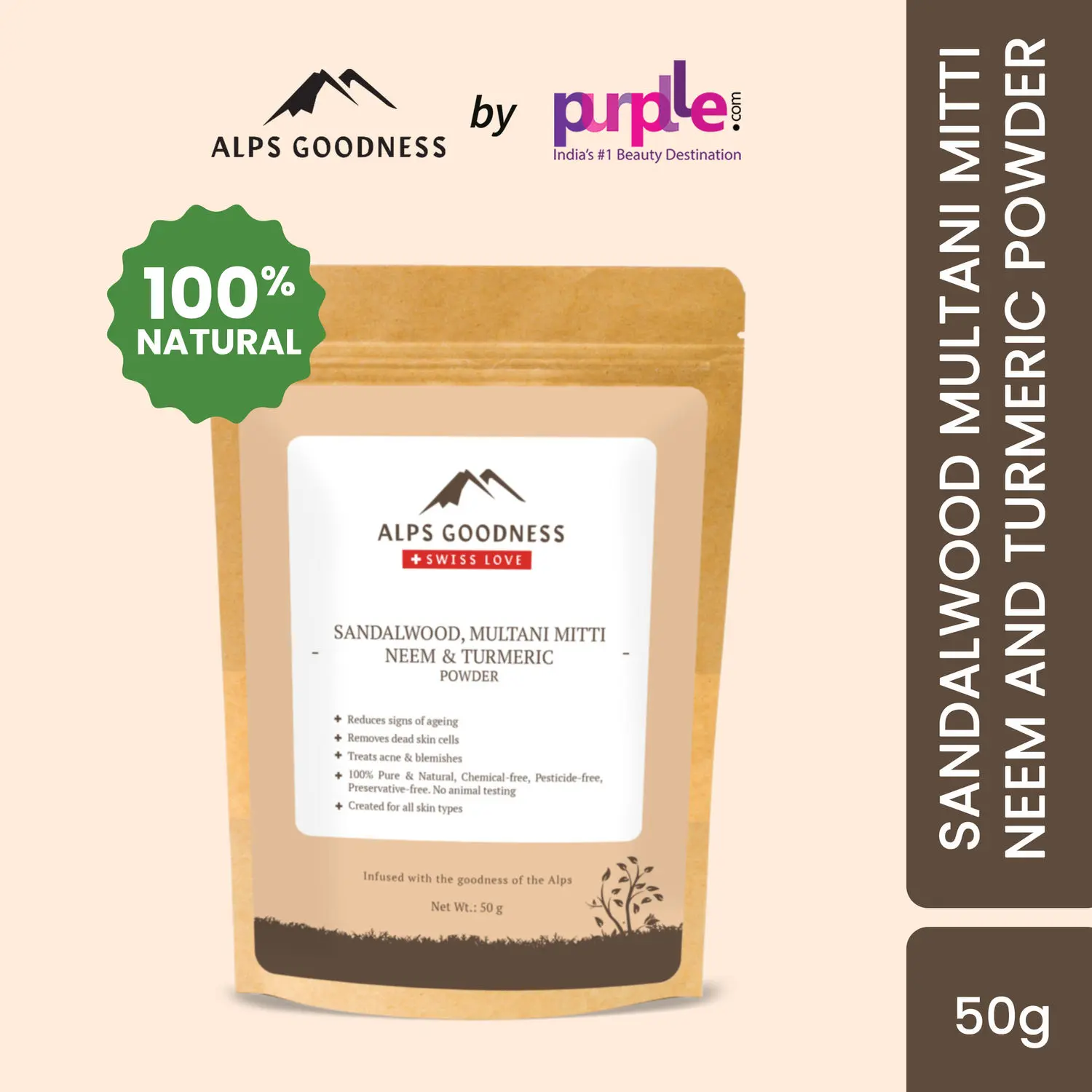 Alps Goodness Sandalwood,Multani Mitti,Neem & Turmeric Powder (50 gm)