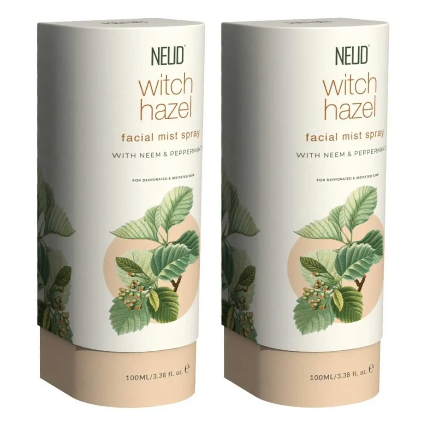 NEUD Witch Hazel Facial Mist Spray for Dehydrated & Irritated Skin - 2 Packs (100 ml Each)