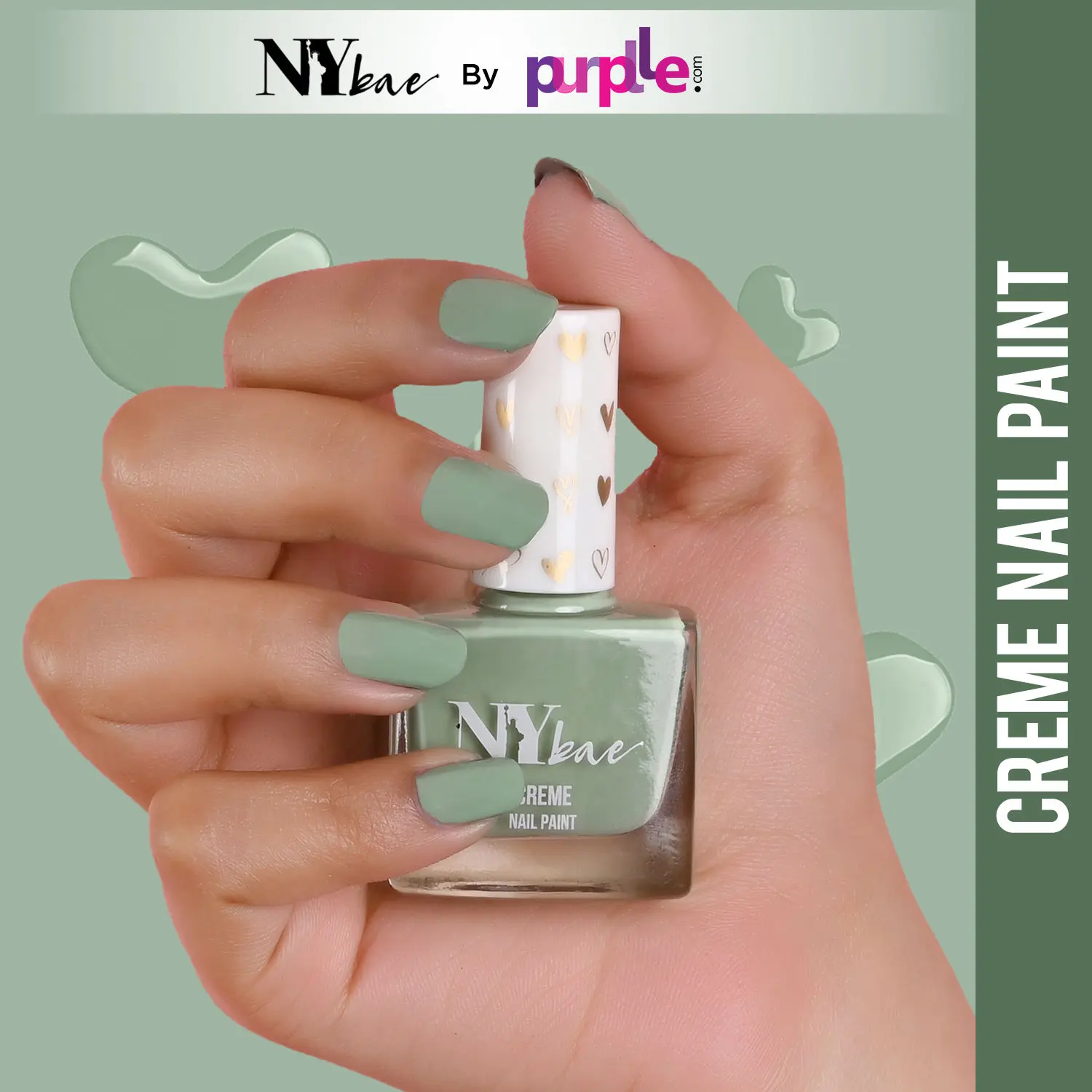 NY Bae Creme Nail Paint - Olive Green 04 (10 ml) | Green | Rich Pigment | Chip-proof | Full Coverage | Travel Friendly | Vegan