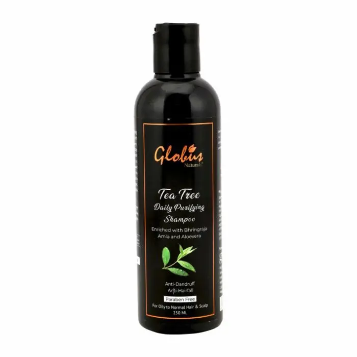 Globus Naturals Tea Tree Daily Purifying Shampoo For Dandruff Prone Hair, Itchy & Oily Scalp Enriched with Bhringraj, Amla,Aloevera|No Parabens| No Sulphate| 250 ml