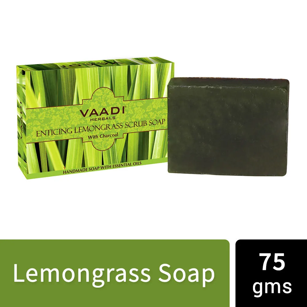 Vaadi Herbals Enticing Lemongrass Scrub Soap With Charcoal