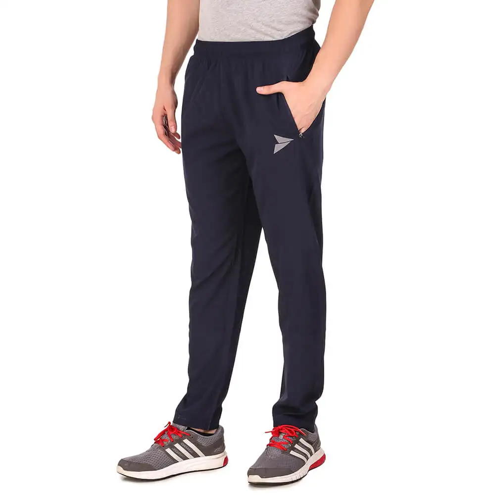 Fitinc N S Polycotton Dryfit Casual Trackpant with Both Side Safety Zipper Pocket,  Navy Blue  Medium