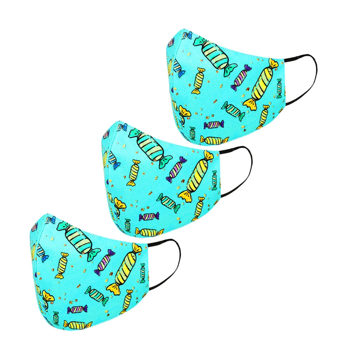 Tossido 8-14 Yrs. Kids 3 Ply Premium Cotton Printed Masks - Turquoise (Pack of 3)