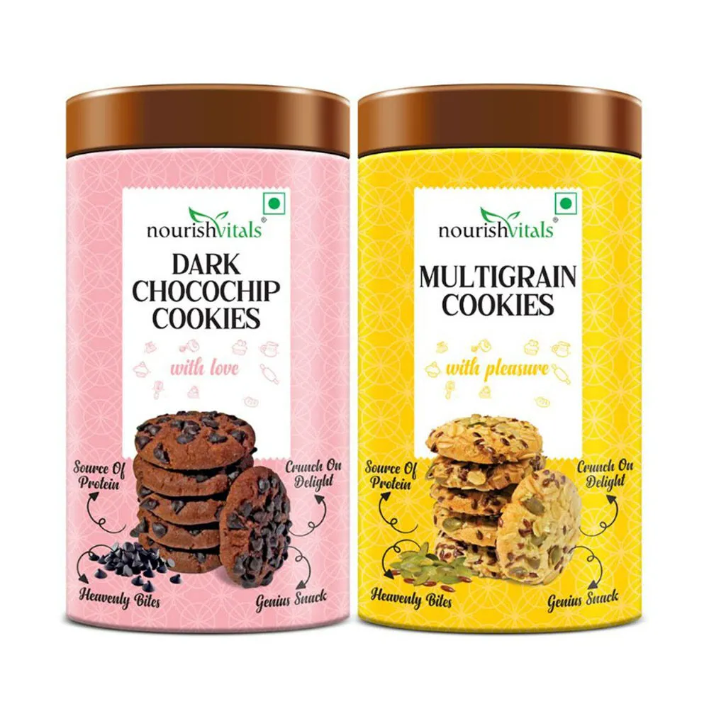 Nourish Vitals Dark Chocochip + Multigrain Cookies