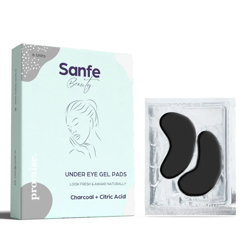 Sanfe Beauty Charcoal Under Eye Gel Pads | Treats dark circles, puffy eyes, fine lines and dehydrated under-eye skin