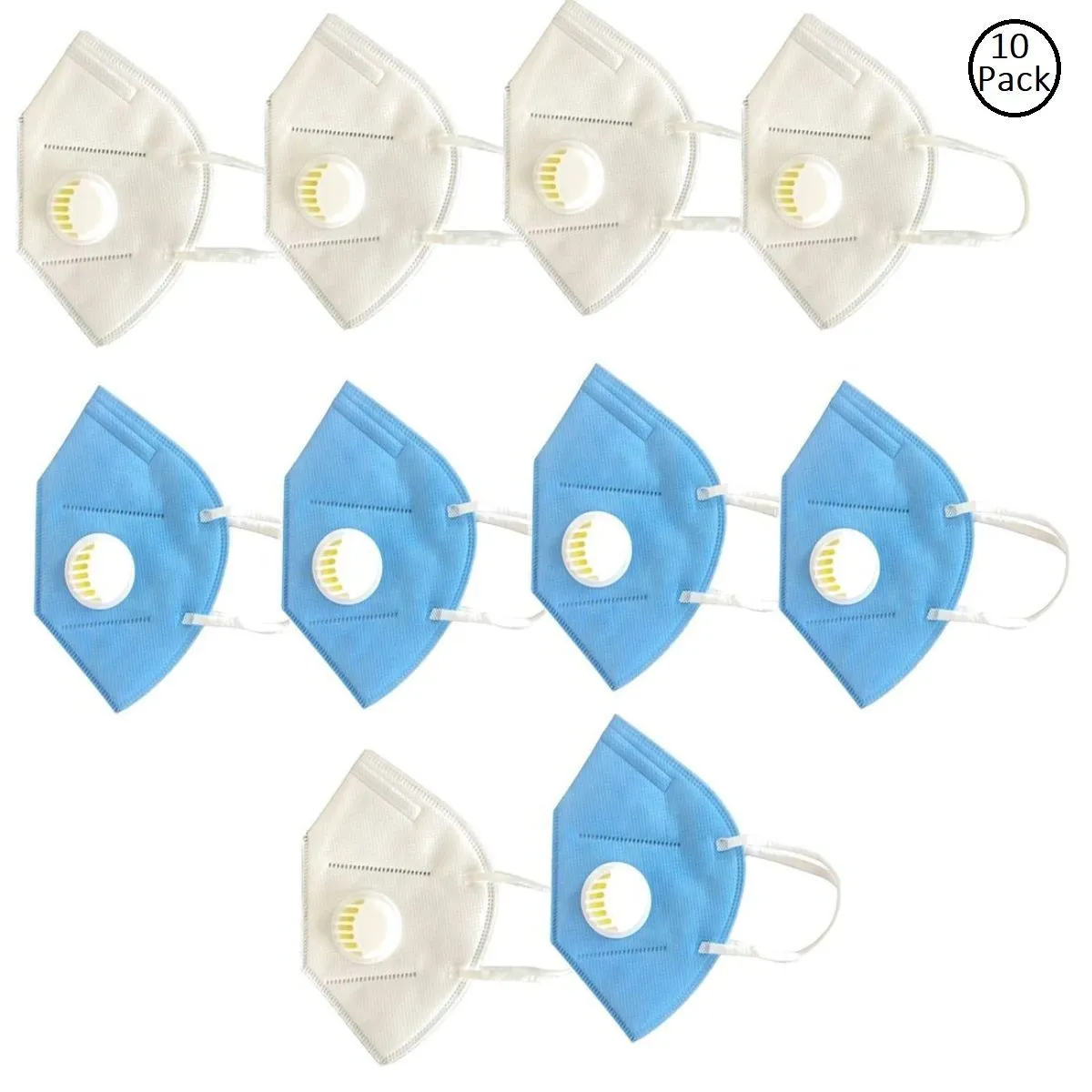 Fabula Pack Of 10 Anti-Pollution Reusable 5 Layer Mask - White Blue