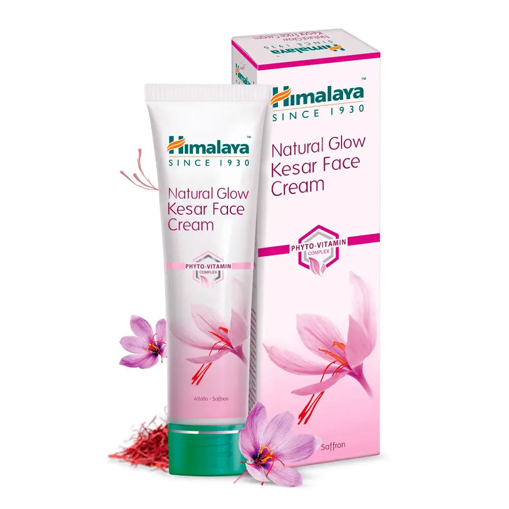 Himalaya Natural Glow Face Cream - Kesar, Alfalfa & Saffron, Phyto Vitamin Complex, Does Not Contain Bleach, Free from Parabens, 50 g