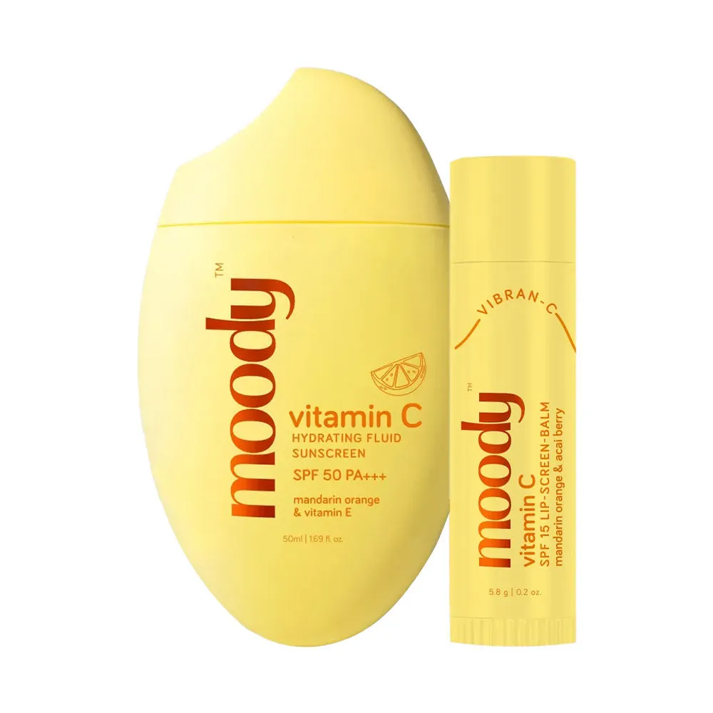 Moody 2X Protection Duo Vitamin C Mineral Fluid Sunscreen & Lip Balm with SPF