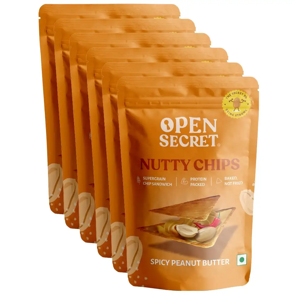 Open Secret Nutty Chips,  Spicy Peanut Butter Pack of 6  30 g