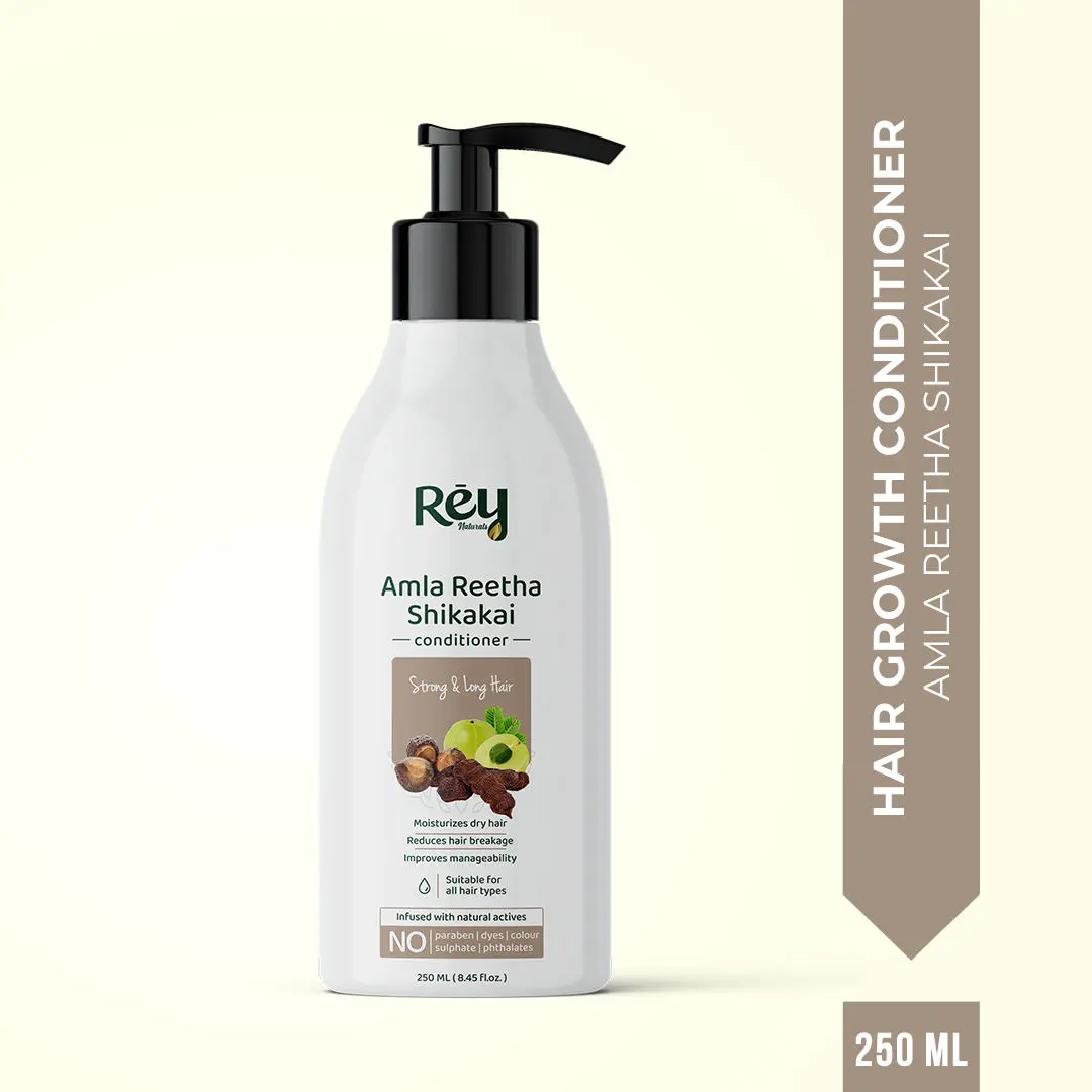 Rey Naturals Amla Reetha Shikakai Hair Conditioner for Strong & Long Hair | Paraben & Sulphate Free | Fights Dry & Frizzy Hair | Deep Conditioner for Dry Hair| Suitable for Men & Women | 250 ML Visit the Rey Naturals Store