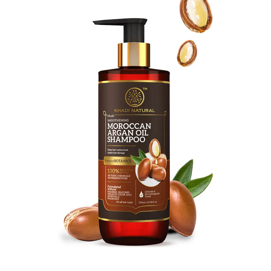 Khadi Natural - Moroccan Argan Oil Hair Cleanser | Repair Scalp & Hair Dryness| SLS & Paraben Free Power Botanics - 310 ml