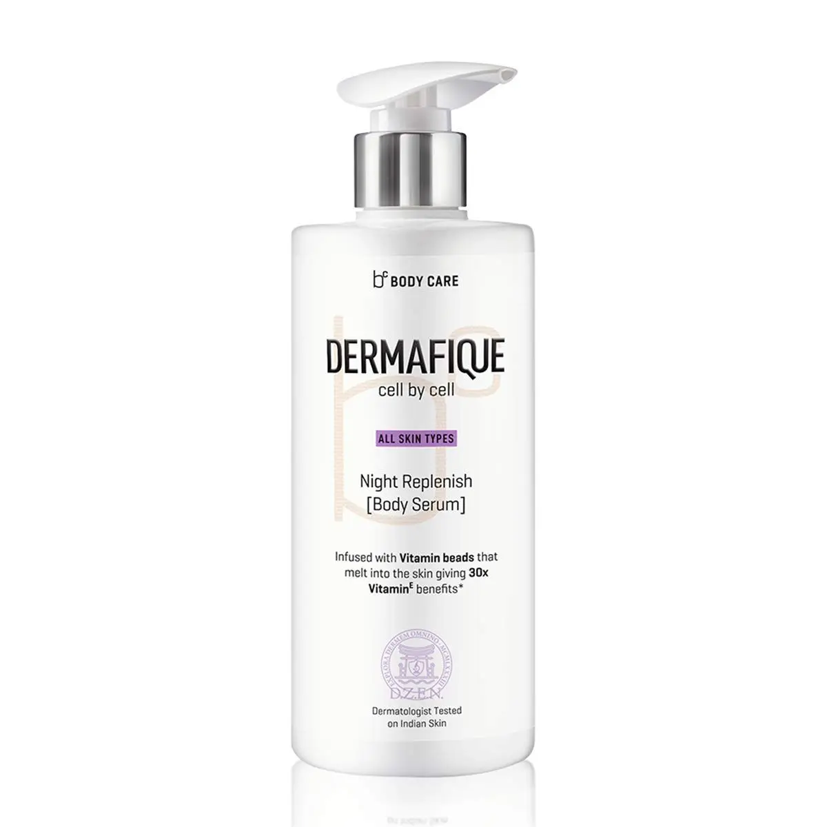 Dermafique Night Replenish Body Serum, Body Lotion for All Skin Types, Night Regeneration, 30x Vitamin E, Deeply hydrates and moisturizes, Repairs Skin Cell Damage, dermatologist tested (300 ml)