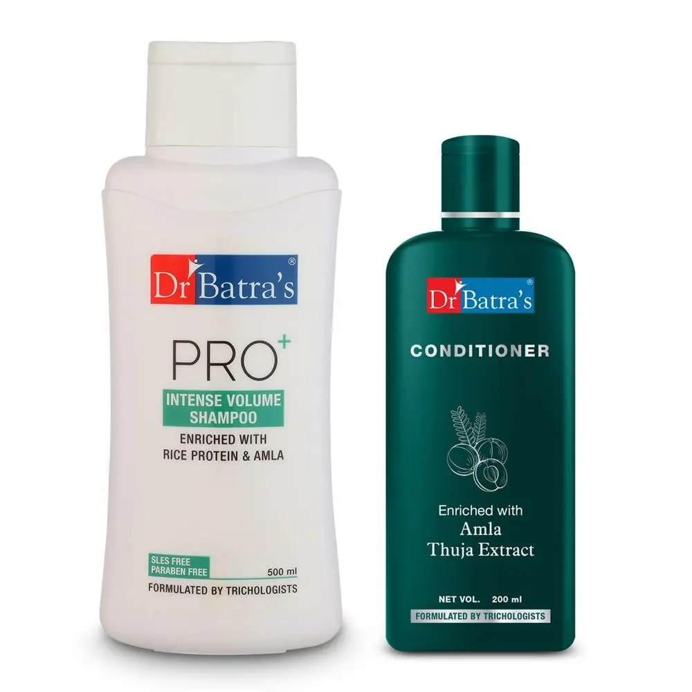 Dr Batra's Pro+Intense Volume Shampoo 500 ml and Conditioner 200 ml (Pack of 2 Men and Women)