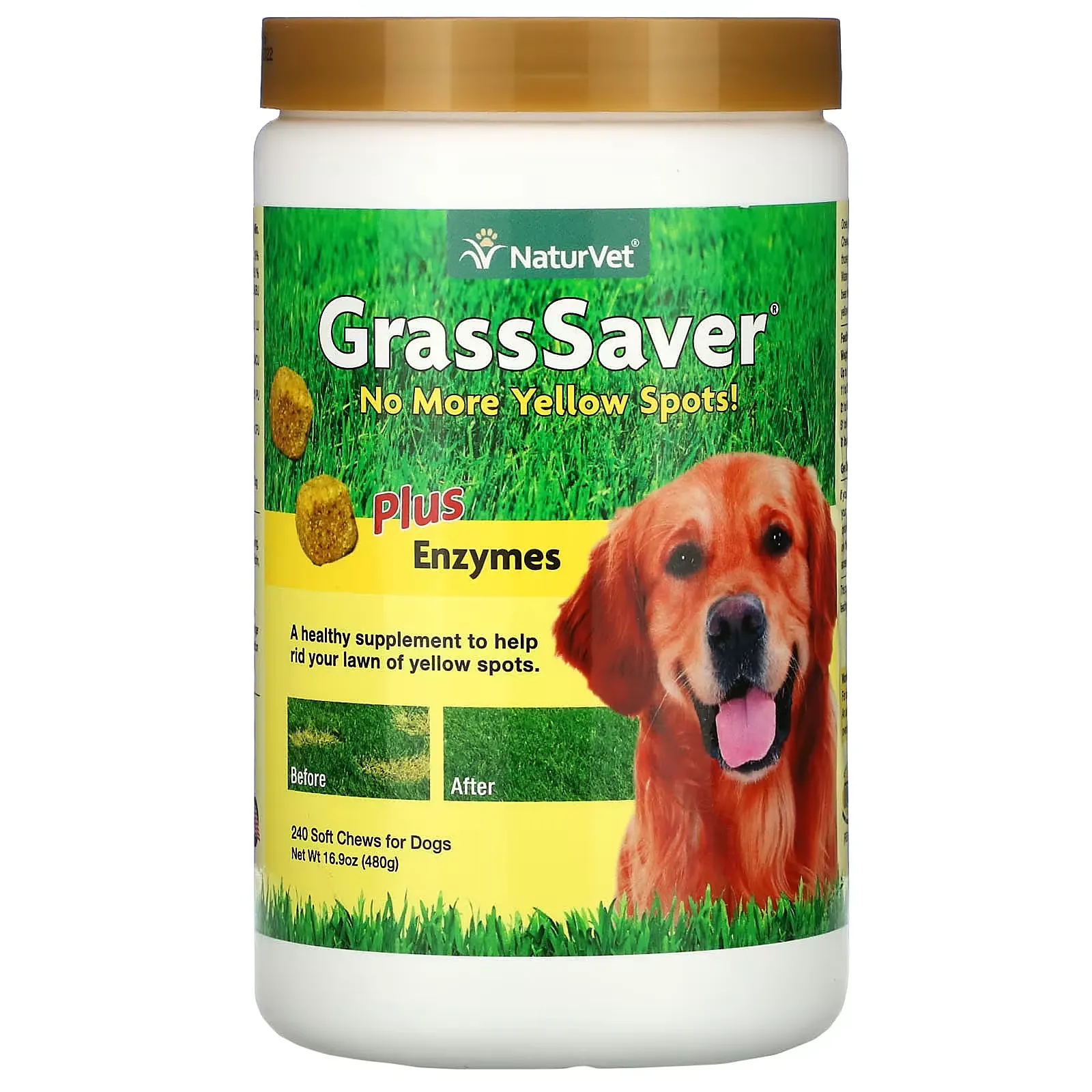 GrassSaver Plus Enzymes,  For Dogs, 240 Soft Chews, 16.9 oz (480 g)