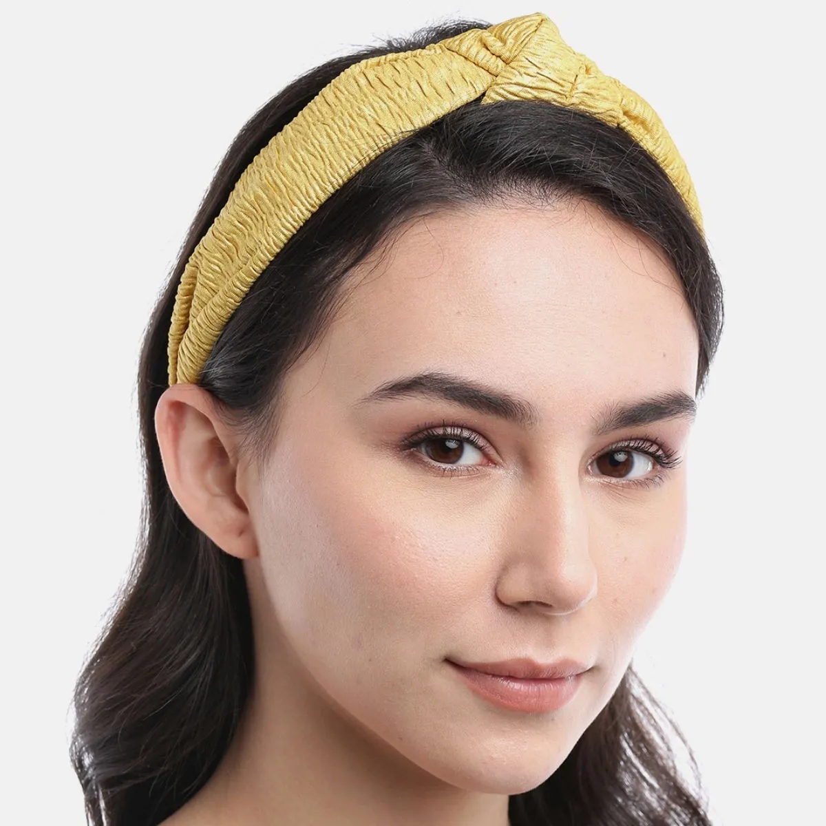 Blueberry Yellow Pleated Knot Hair Band