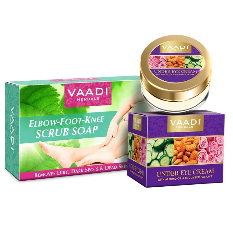 Vaadi Herbals Elbow-Foot-Knee Scrub Soap & Under Eye Creme Combo