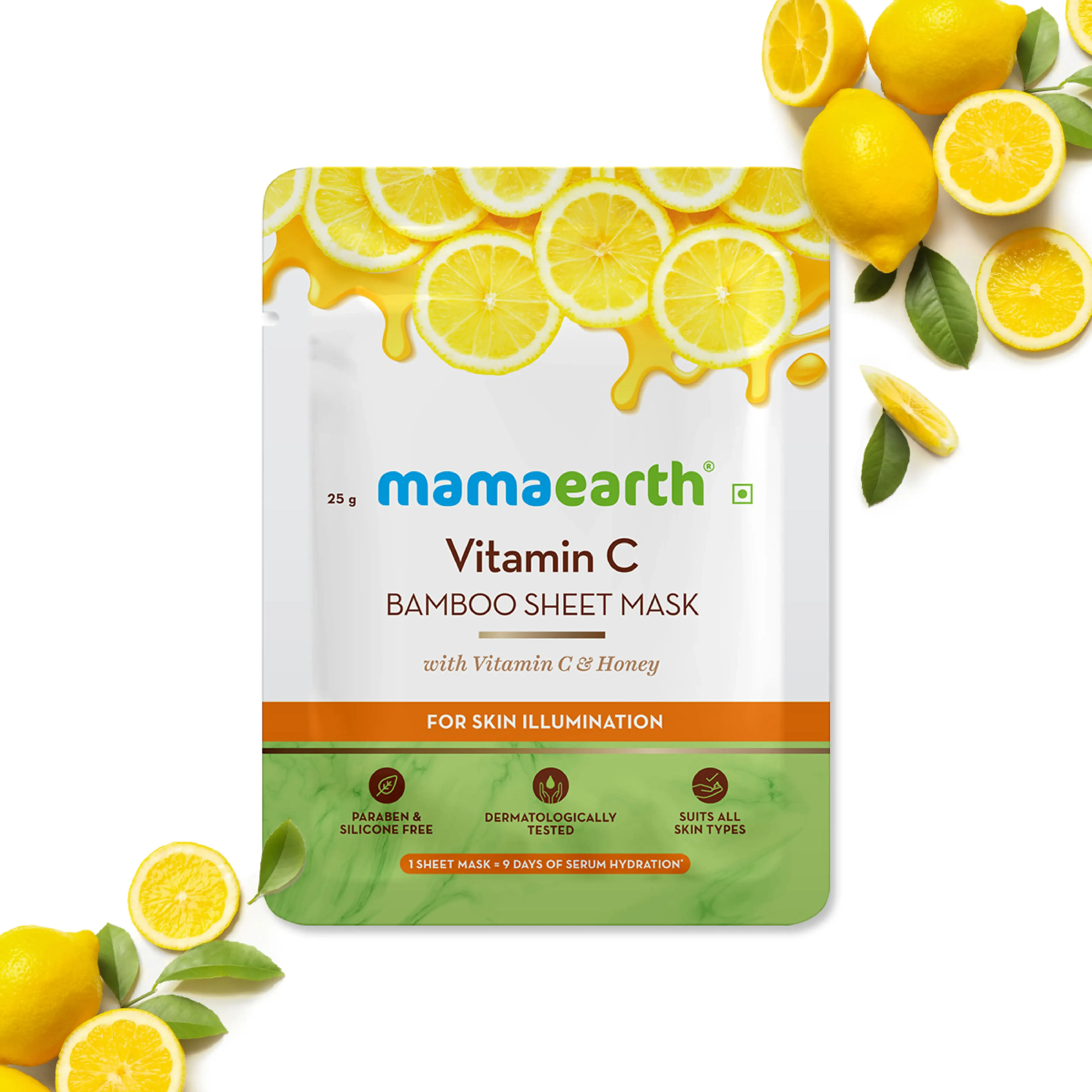 Mamaearth Vitamin C Bamboo Sheet Mask with Vitamin C & Honey for Skin Illumination - 25 g