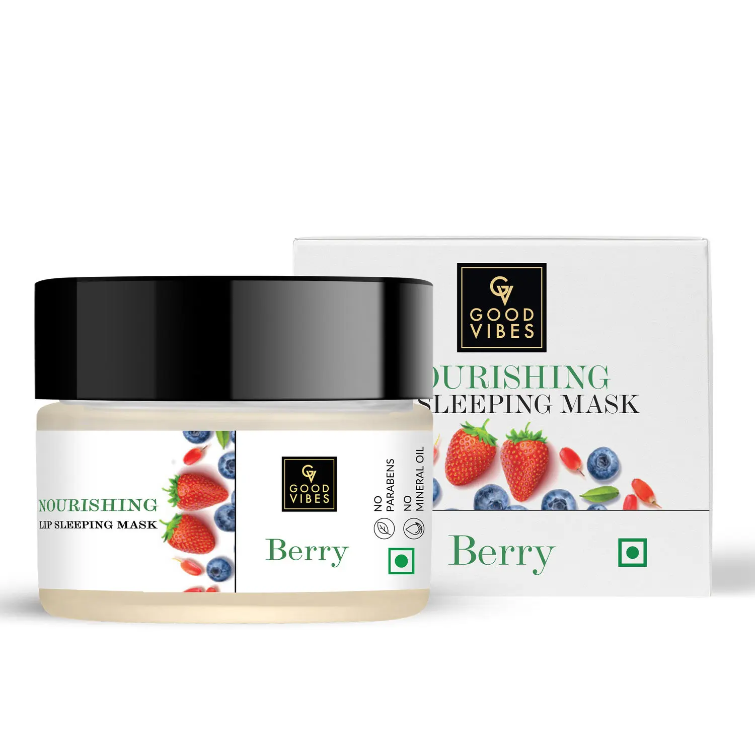 Good Vibes Berry Nourishing Lip Sleeping Mask, Moisturizing, Vegan, No Parabens , No Sulphates, No Mineral Oil, No Silicones, No Animal Testing (12 g)