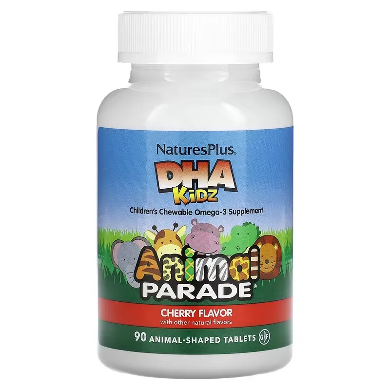 Animal Parade, DHA Kids, Children's Chewable Omega-3 Supplement, Cherry, 90 Animal-Shaped Tablets