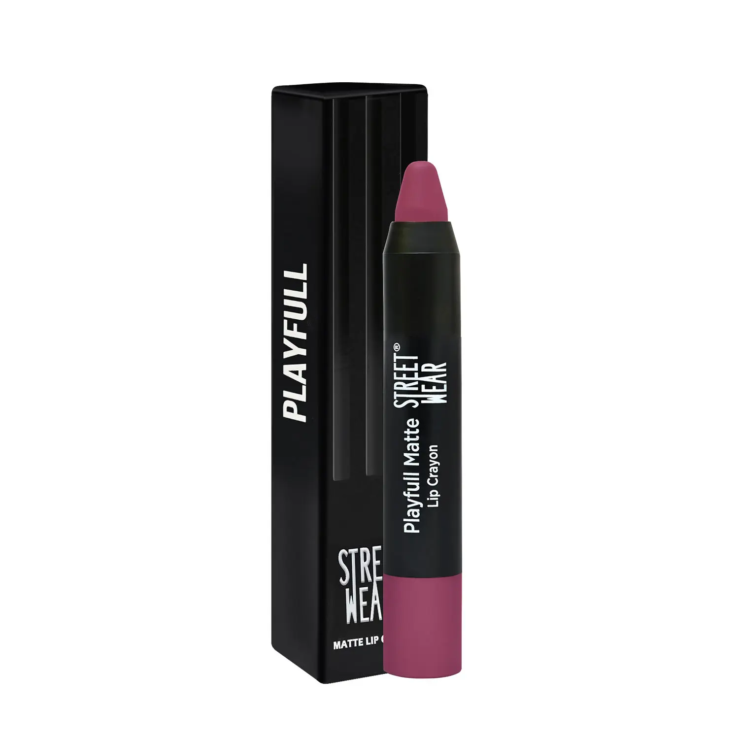 STREET WEAR® Playfull Matte -Flirty Purple (Berry) -Moisturizing Matte Finish Lipstick, Full Coverage, Non-Drying Formula, Intense Pigment, Enriched With Shea Butter, Vitamin C, Vitamin E, Longwear Moisturizing Crayon Lipstick