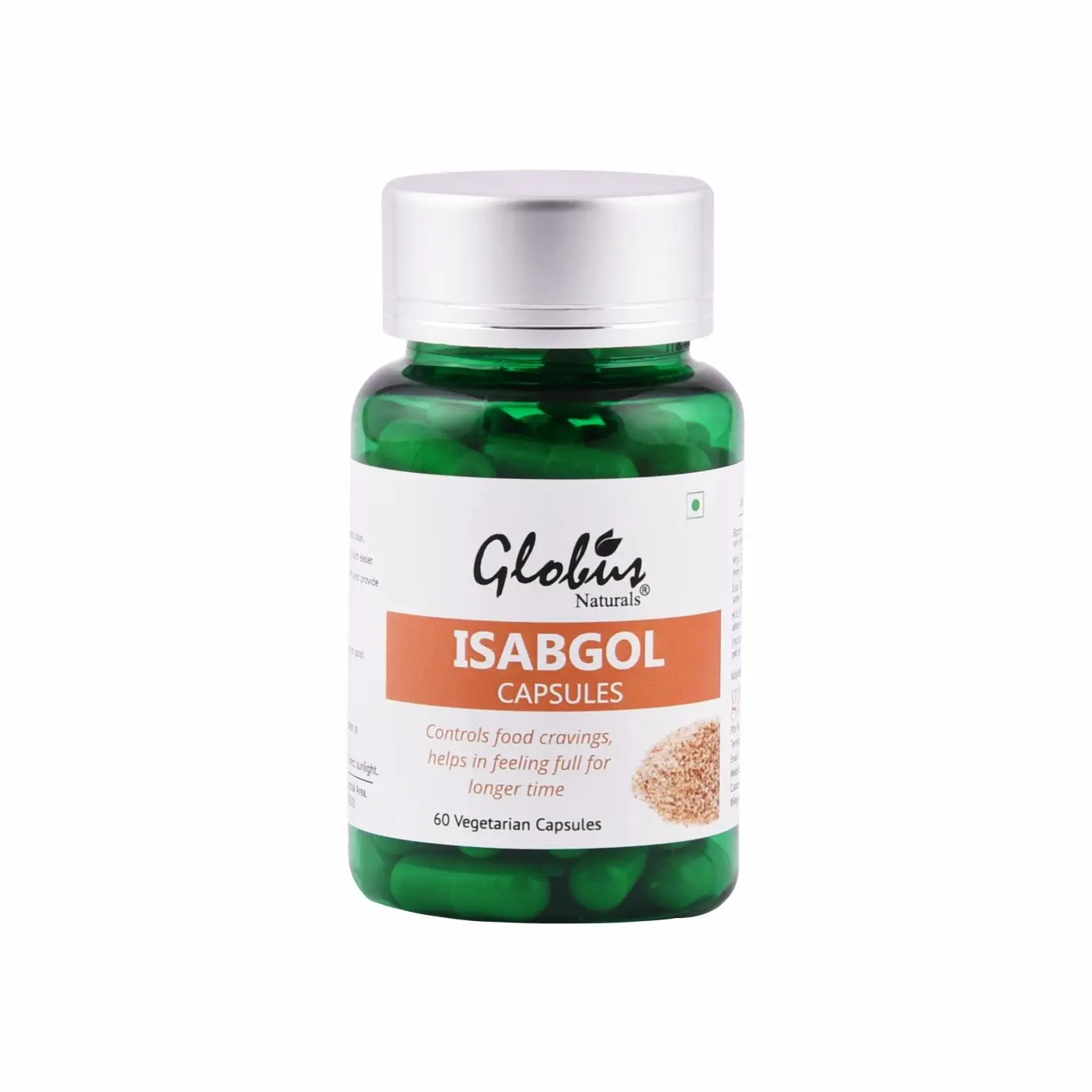 Globus Naturals Isabgol Capsules for Controls Food Cravings 60 Vegetarian Capsules