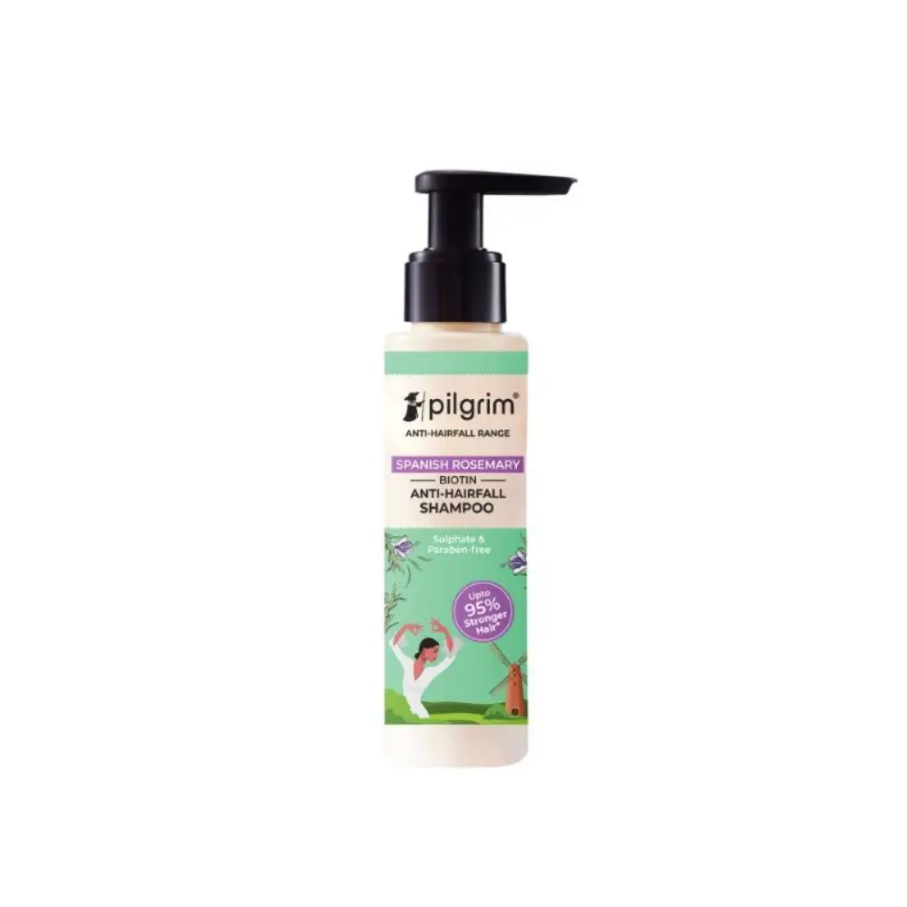 Pilgrim Rosemary & Biotin Anti-Hairfall Shampoo helps in Reducing Hair Fall & Strengthens Hair, 200ml, with Spanish Rosemary, Sulphate free Shampoo for Women & Men