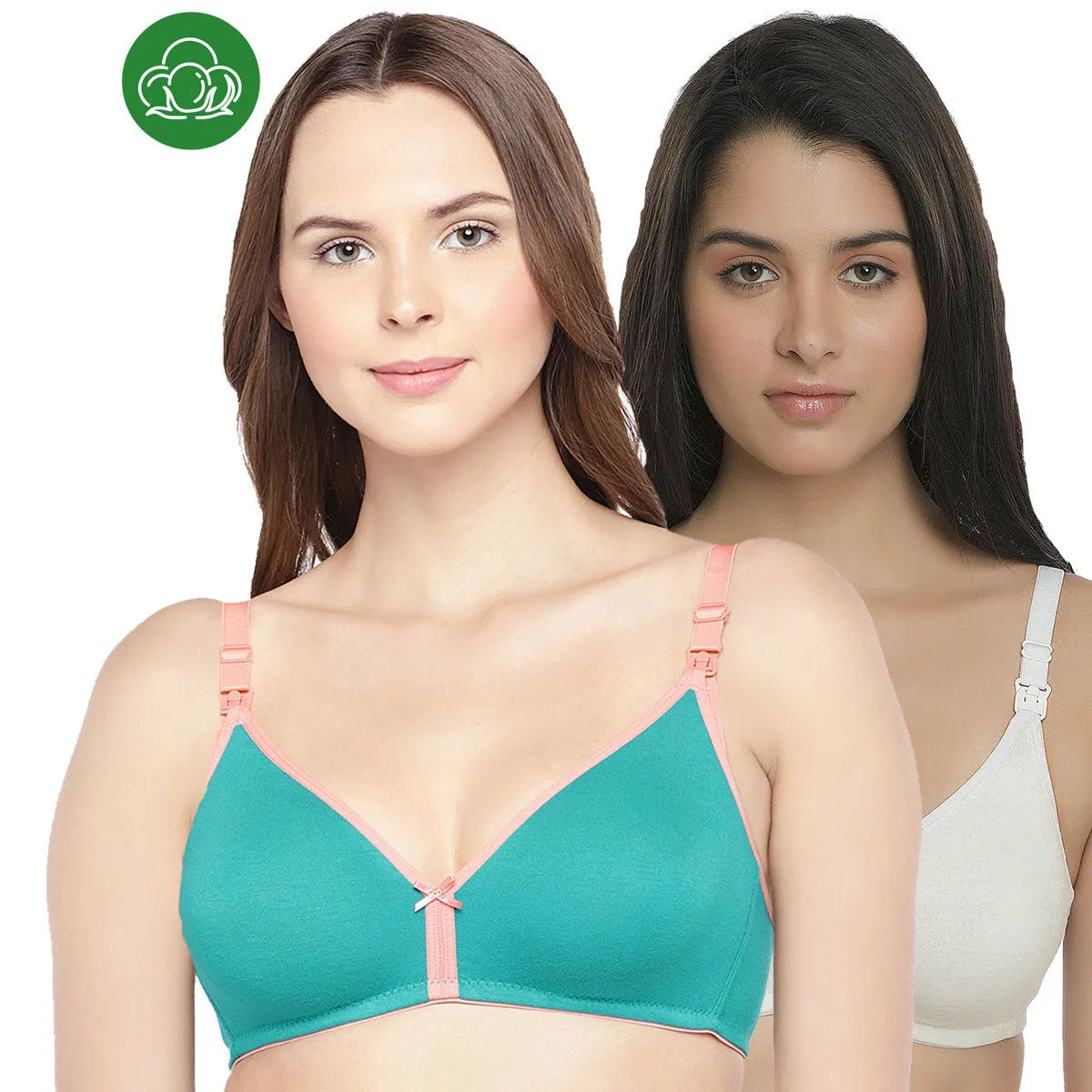 Inner Sense Organic Cotton Antimicrobial Nursing Bra Pack of 2 - Multi-Color