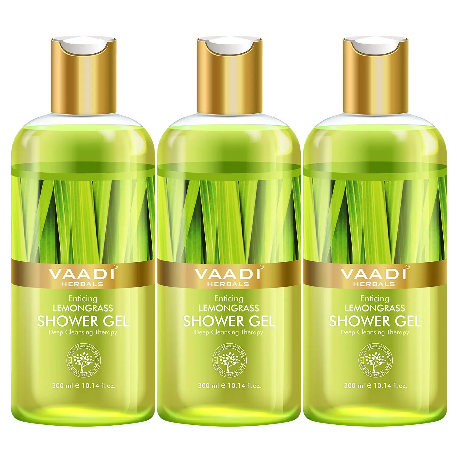 Vaadi Herbals Enticing Lemongrass Shower Gel Value Pack of 3 (300 ml x 3)