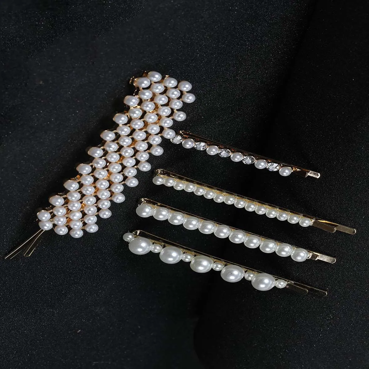 Priyaasi Gold Plated White Beaded Hair Clips For Women And Girls