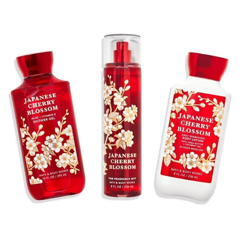 Bath & Body Works Japanese Cherry Blossom Shower Gel, Body Lotion & Fragrance Mist Combo