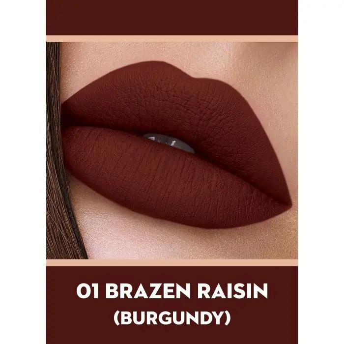 SUGAR Cosmetics Smudge Me Not Liquid Mini Lipstick - 01 Brazen Raisin (Burgundy)