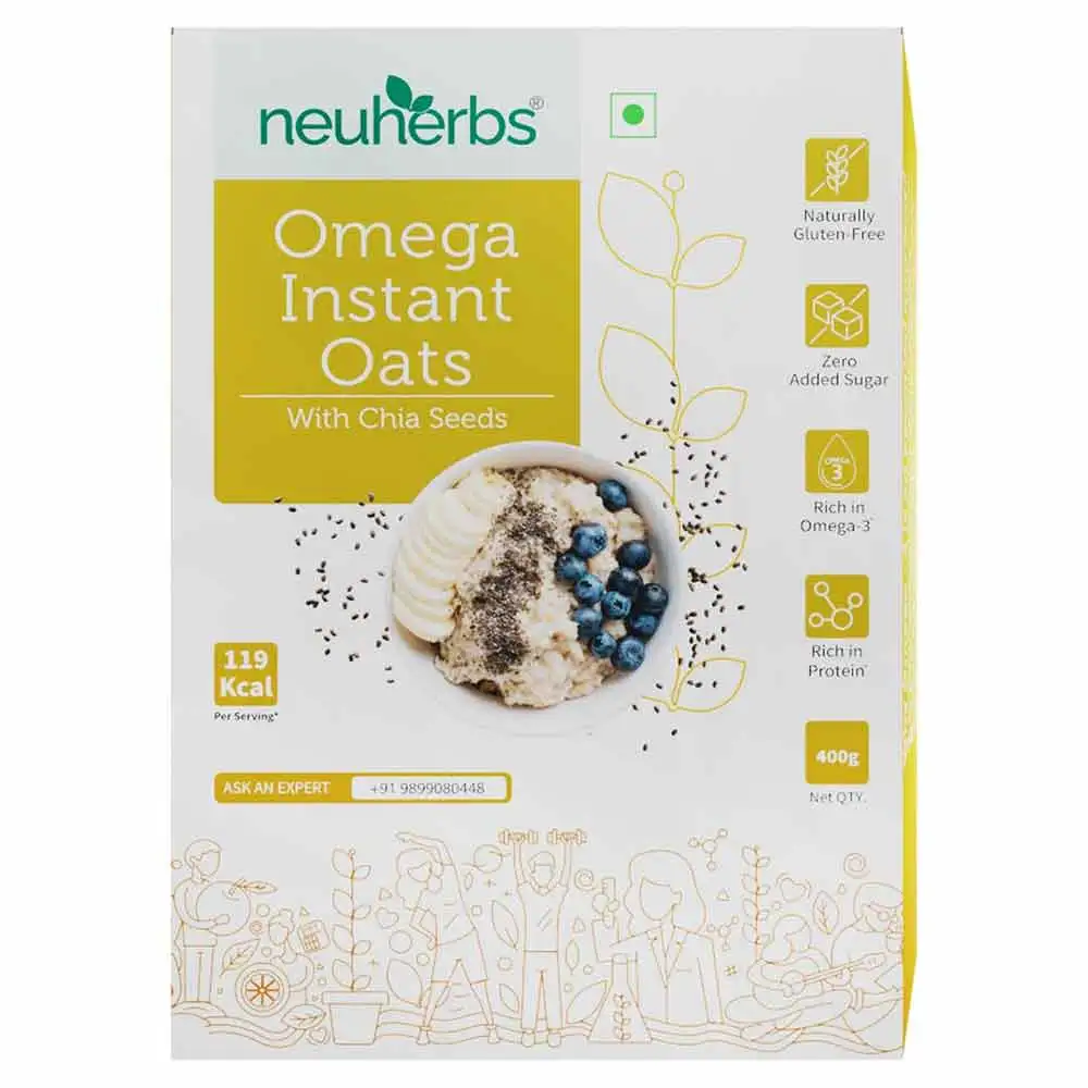 Neuherbs Omega Instant Oats with Chia Seeds,  400 g  Unflavoured