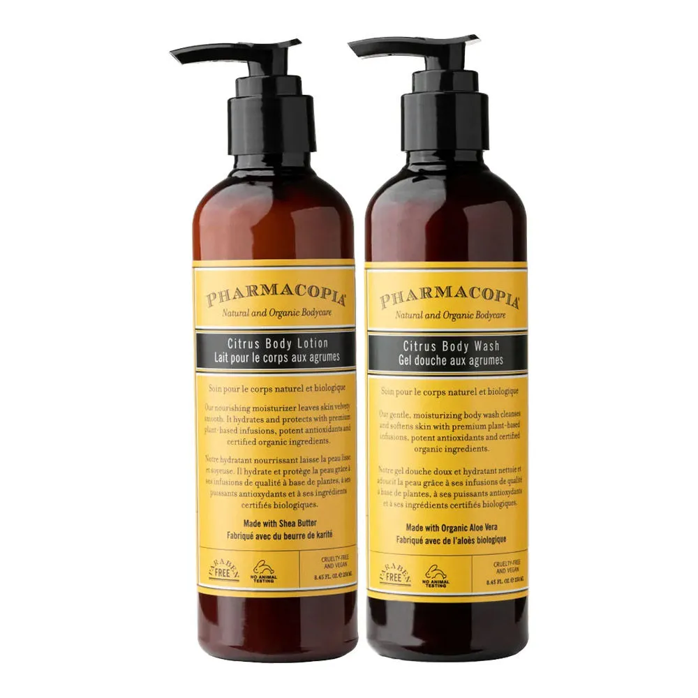 Kimirica Pharmacopia Citrus Body Wash & Body Lotion Bath Care Duo